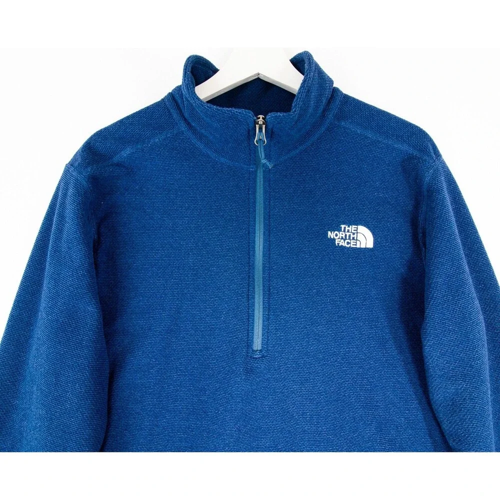 The North Face 1/2 Zip Polyester Fleece Mock Neck Pullover Men's Medium Blue